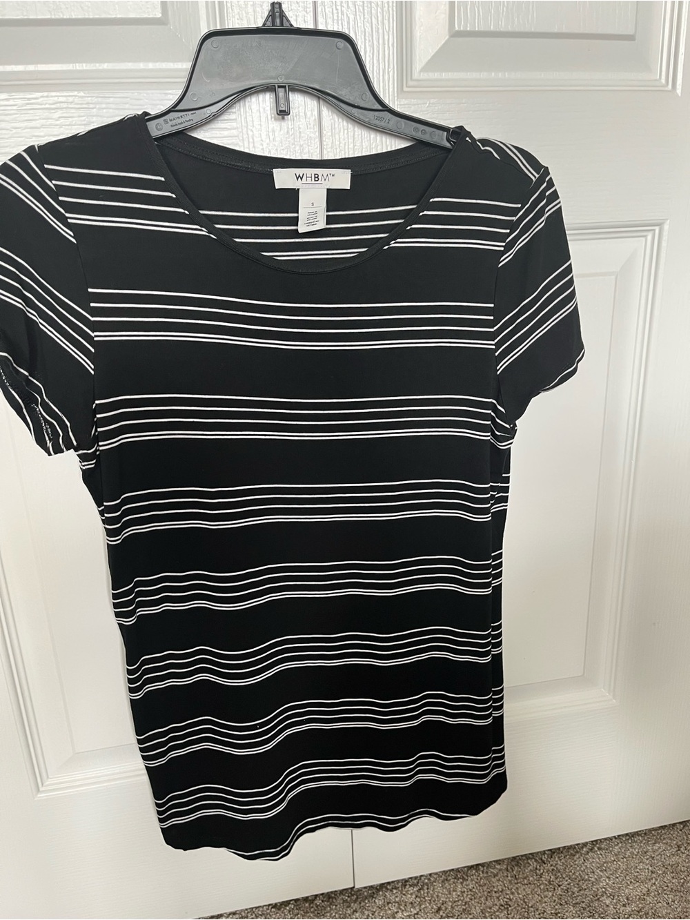 White House Black Market Black and White Striped Short Sleeve Tee